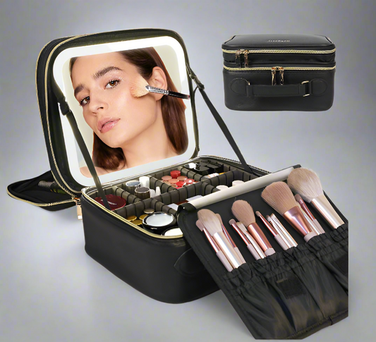 Travel Makeup Bag with LED Mirror