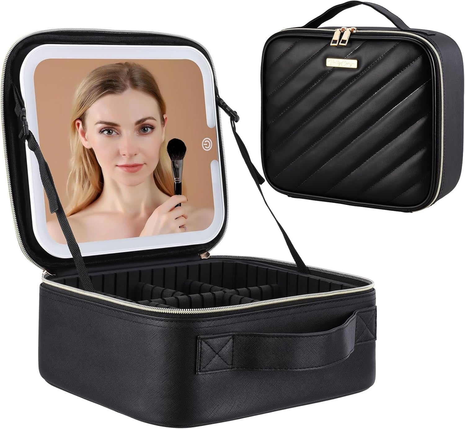 Travel Makeup Bag with Led Mirror, Portable Makeup Train Case Led Makeup Bag with Mirror Makeup Organizer Bag Travel Organizer Bag Makeup Case Ideal Gifts for Women